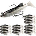 Soft Fishing Lures Shad Minnow Swimbaits, Pre-Rigged Jig Heads Paddle Tail Swim Baits for Bass, Trout, Walleye, Crappie, Sinking Jigs Bait for Saltwater Freshwater, Fishing Gifts for Men - color: A3-Weedness Pre Rigged Swim Baits-20pcs- 3.15inch