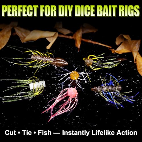 Rubber-Legs-Fly-Tying-Materials-12-Colors-Silicone-Legs-for-Fly-Tying-Flies & Jigs Trout Bass Panfish Lure Making Supplies Kit - color: 12 Advanced Embossed Set