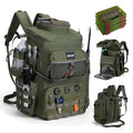 Goture Fishing Backpack with 4 Tackle Boxes, 900D Water-Resistant Tackle Backpack with Rod Holders,Insulated Cooler Compartment, 55L Large Capacity Fishing Gear Storage Bag for Saltwater & Freshwater - color: A3:green(4 Tackle Boxes Included)