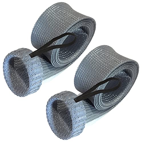 Reaction Tackle Rod Socks, Fishing Rod Sleeves and Covers for Spinning and Casting Rods, Breathable Mesh Rod Protectors with Elastic Band (2-Pack) - color: Metal Gray, size: Casting / Flat End / 1.25" x 67"