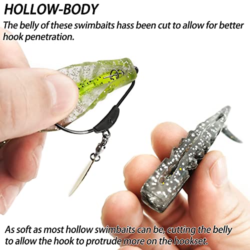 Soft Fishing Lures Shad Minnow Swimbaits, Pre-Rigged Jig Heads Paddle Tail Swim Baits for Bass, Trout, Walleye, Crappie, Sinking Jigs Bait for Saltwater Freshwater, Fishing Gifts for Men - color: B3-15pcs-3.5"-3/16oz