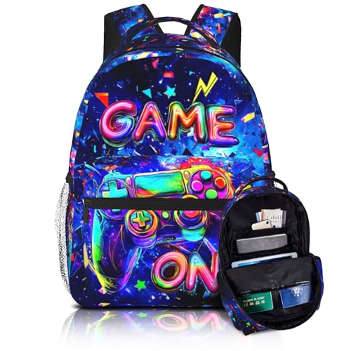 Video Game Backpack for School Boys Graffiti Gaming School Bookbags for Kids Gothic Skull Backpack for Preschool Kindergarten Bookbags Nursery Daycare - color: Game 01