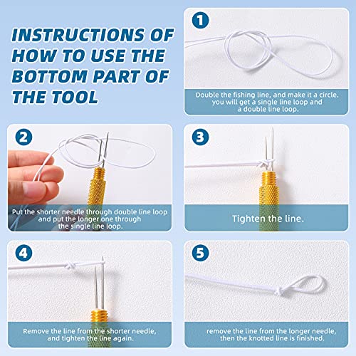 Sumind 6 Pcs Fishing Knot Tying Tool Set Tying Tools and U-Shaped Scissors Practical Manual Fishing Line Hook Tie Knotting Tyers Portable Tie Supplies