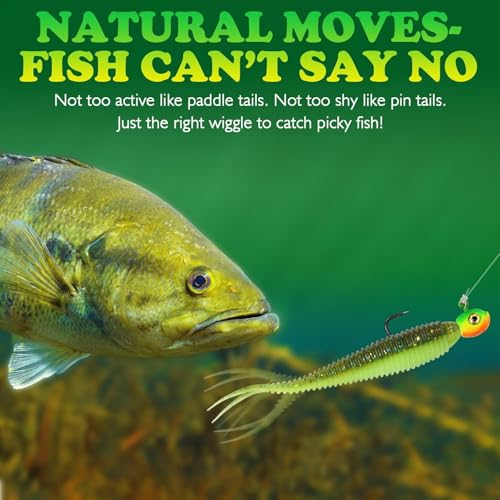 LUCKYFISHING Soft Plastic Baits 20PCS/30PCS/40PCS Forked Tail Fishing Soft Bait for Bass Walleye Trout Crappie Lures 3in/3.5in/4in - color: Green Flash, size: 3in-40pcs