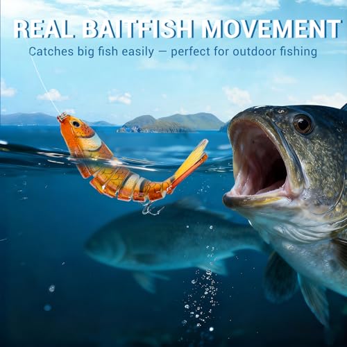 Keenjorika Fishing Lures Multi Jointed Fish Fishing Kits, Slow-Sinking Lifelike Segmented Swimbait Crankbaits, Realistic Swimming Action for Bass, Trout, Pike & Walleye, Freshwater and Saltwater - color: 3 Pack-Style 6