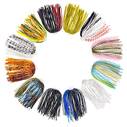 Riverruns Silicone Jig Skirts Fishing Lure Skirt Replacement for Spinnerbaits Bass Buzzbaits Fishing Jigs Fishing Lures Craw Jig Trailers Bass Skirts - color: 12PC 8873 Umbrella Sensation Skirts
