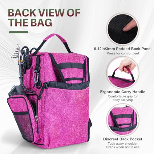 Goture OpenSide Tactical Sling Tackle Bag with 3 Tackle Trays, Lightweight Fishing Backpack Storge Fishing Gear -Shimmering Pink Bag Outdoor,Gift for women - color: Shimmering pink, size: Small bag with 3600 trays, style: Bag + Fishing Boxes(handle)