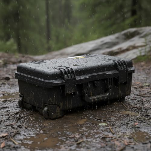 MEIJIA Premium Waterproof Rolling Hard Camera Case,Hard Protective Case with customizable fit foam and wheels,Full Protection with Light&Convenient Design,Elegant Black (21.7"x14.1"x8.8") - size: 21.7"x14.1"x8.8"