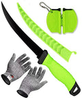 Fillet Knife, 7 Inches Professional Filet Knife for Fish, Stainless Steel Blade Fishing Knifes with Sharpener and Cutting Resistant Gloves, Fishing Stuff, Fishing Accessories, Green - color: Green