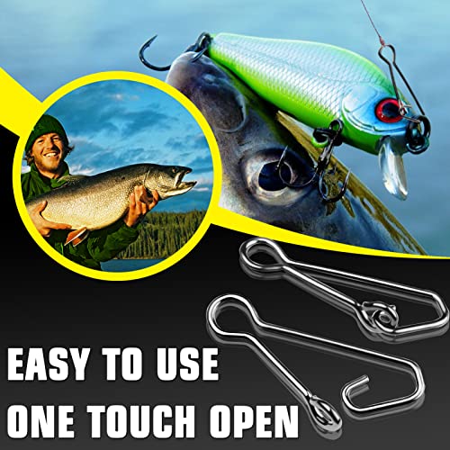 AMYSPORTS Line Connector Fishing Snap Stainless High Strength Snaps Swivels Saltwater Quick Change Fishing Snap Clip Freshwater - color: Black, size: Size 2 (61lb) 100 pcs