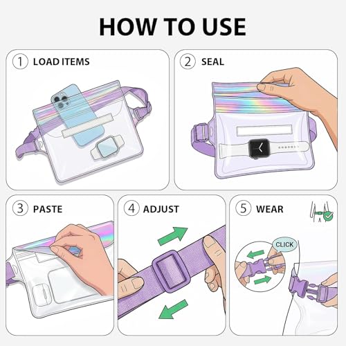 IP68 Waterproof Phone Pouch Case Three-Layer Seal for iPhone 17 16 Pro Max/15/14, IP68 Travel Cellphone Dry Bag Beach Cruise Ship Essential Fanny Pack with Crossbody Lanyard, Iridescent - color: A9- Iridescent Fanny Pack