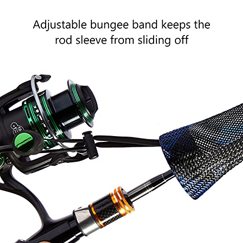 BASSDASH Casting Spinning Fishing Rod Sleeves Protective Rod Socks for Fishing Poles Up to 7-1/2ft - color: Black & Blue - 2pcs, size: For Spinning Rod up to 7-1/2 ft