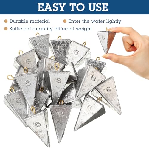 Shimeyao 18 Pieces Pyramid Sinkers Fishing Weights Triangle Fishing Sinkers Rig Pyramid Sinker for Ocean Saltwater Surf Bass Casting Gear Tackle - size: 6 oz