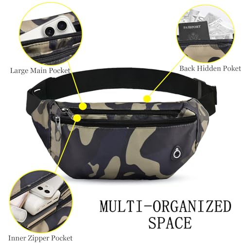 Fanny Pack for Women Men,Crossbody Fanny Pack Water Resistant Sports Waist Bag Pack, Belt Bag for Travel Hiking Running - color: 1pack-camobeige