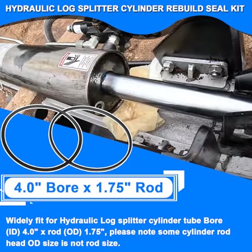 Hydraulic Log Splitter Cylinder Rebuild Seal Kit Suitable for 4.0" Bore x 1.75" Rod Cylinder - size: 4.0" Bore x 1.75" Rod