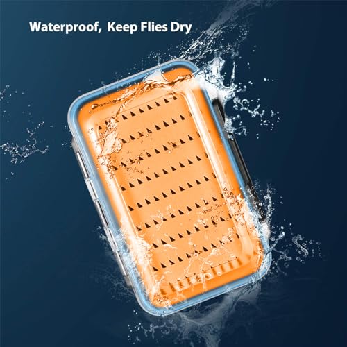 Gonex Fly Boxes for Fly Fishing Jig Boxes Two-Sided Waterproof Lightweight Fly Fishing Box Easy Grip Transparent Lid Fly Fishing Lures Box, 5.9"x 3.8"x 1.77", Orange - color: Orange, Black, Transparent, size: Size B (5.9"x 3.8"x 1.77")