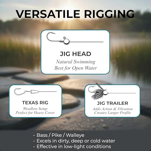 Thump Shad Paddle Tail Swimbait, 6" Soft Lures for Bass, Extra Weight Heavy Kicking Tail for Jig Head & Weighted Swimbait Hook, 3 Pack - color: Blue Shad Firetail