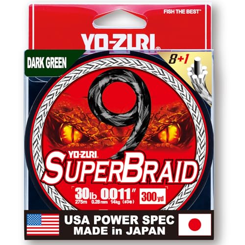YO-Zuri SUPERBRAID 9 - Floating Braided Fishing LINE - color: Dark Green, size: 300 YD