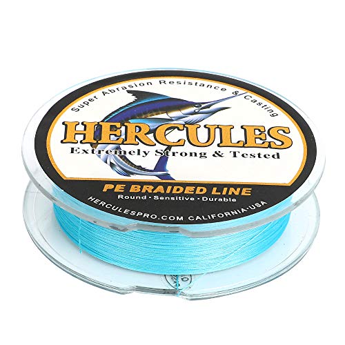 HERCULES Cost-Effective Super Cast 8 Strands Braided Fishing Line 10LB to 300LB Test for Salt-Water,109/328/547/1094 Yards(100M/300M/500M/1000M),Diam.#0.12MM-1.2MM,Hi-Grade Performance,Variety Colors - color: Blue, size: 10LB-0.12MM-547YDS(500M)-8 STRANDS