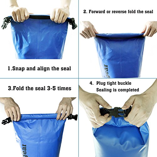Unigear Dry Bag Waterproof, 2L/5L/10L/20L/30L/40L Floating and Lightweight Bags for Kayaking, Boating, Fishing, Swimming and Camping with Waterproof Phone Case - color: Red, size: 10L