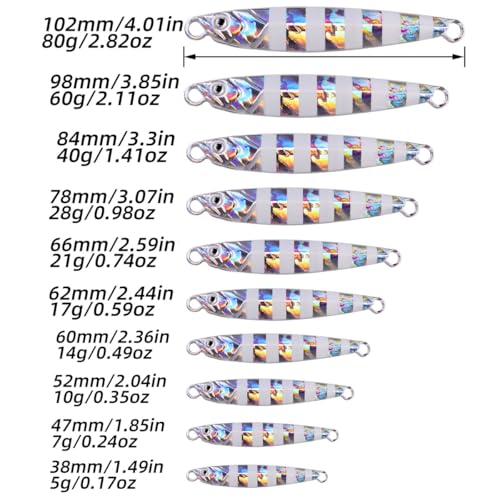 Saltwater Fishing jigs Speed Jigging Slow Jigging Pitching Lures Artificial Lures - size: 10pcs 40G