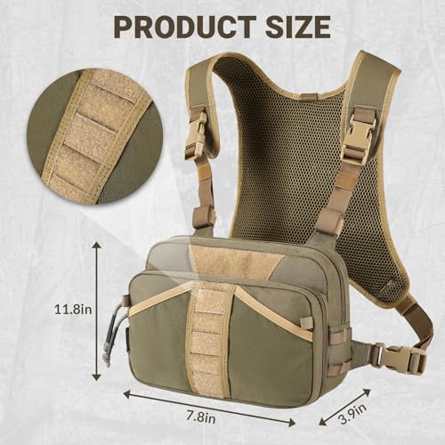 VOTAGOO GEAR Fishing Chest Pack, Fly Fishing Bag for Men and Women, Tackle and Fly Boxes Storage Pack, Hunting Binocular Pack - color: Green
