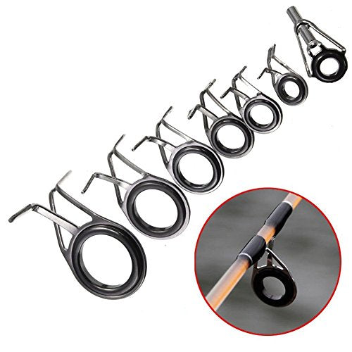 Honbay 7pcs Set Mixed Sizes Fishing Rod Eyes Guides Line Rings Repair Kit