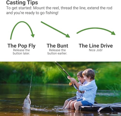 Lanaak Kids Fishing Pole, Kids Portable Telescopic Fishing Rod Set, Tackle Box and Fishing Net Combo Kit, Kids Fishing Gear for Boys and Girls Age 5-10 and Youth - color: Camo Green, size: 1.2m or 3.9FT