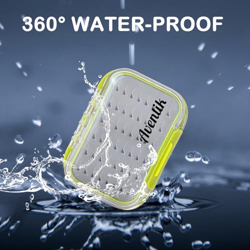 Aventik Waterproof Clear Fly Box Double Sides Floating Lightweight Fly Fishing Case Large Capacity Grip Foam Nymph Wet Dry Flies Lure Box(H18 Green, SIZE A:4.24X3.04X1.36inch) - color: Green, size: SIZE A:4.24X3.04X1.36inch