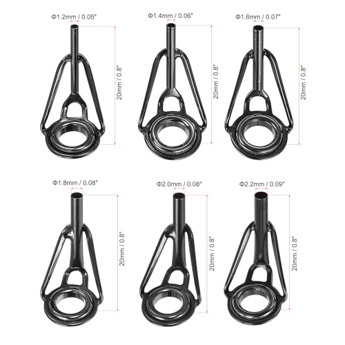 PATIKIL Fishing Rod Tip Repair Kit Stainless Steel Pole Ring Guide Replacement for Saltwater Freshwater Fishing - color: Black, size: 1.2-2.2mm