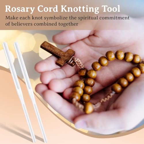 2 Pack Rosary Cord Knotting Tool, #7#9 and #36 Dual Head Twine Knotting Tool, Rosary Making Supplies, Beads Tying Kit, Beading Cord Kit for Jewelry, Fishing Hook, Bracelet(White) - color: White