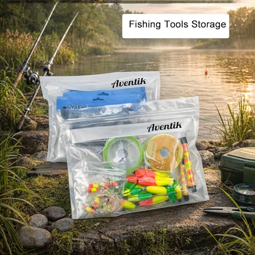 Aventik Fishing Bait Storage Bags - (10/20PACK) Durable Clear Organizer for Soft Plastic Baits, Lures, Tackle & Fishing Gear - Waterproof and Reusable Size11.18” X 9.45”(10pcs) - size: 11.18 X 9.45inch-10PACK
