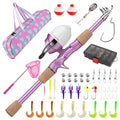 Kids Fishing Pole, Portable Telescopic Kids Fishing Poles for Boys Girls Youth, Fishing Rod and Reel Combo - color: Metallic Pink