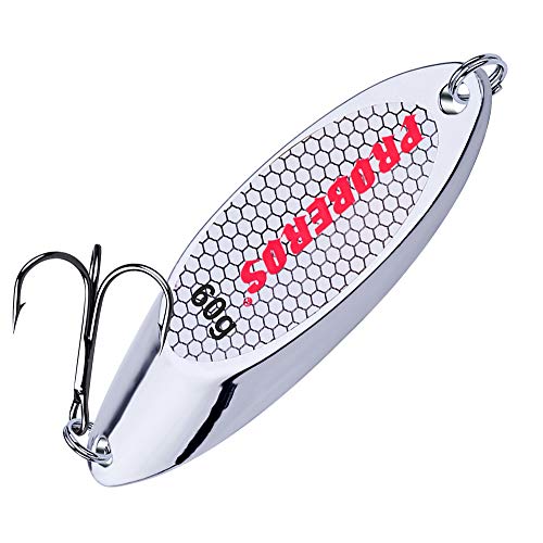 PROBEROS Fishing Spoons Lures Bass Baits Jigging Bait Tackle with Treble Hooks Hard Metal Spoon Fishing Lure Weight Pick 10 Pcs/Pack Silver Gold - color: 10PCS Silver, size: 60G-2.12oz