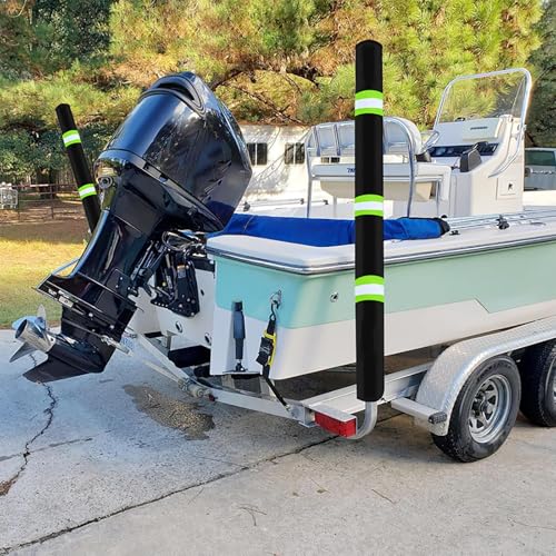 2Pcs with Reflective Stripe Boat Trailer Guide Pole Covers,for Pontoon Fishing Boat,Sailboat Trailer Waterproof Heavy Duty UV Fade Proof Canvas Protective Cover. (48’’) - size: 48’’