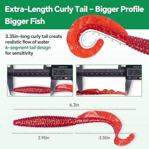 Clearance Bionics-Designed Durable Soft Plastic Fishing Lures Kit with Bonus Accessories, 3/4/5/6 Inch, 9-Type Lifelike Swimbaits in One Gear Set Included Tackle Box for Bass - color: Red