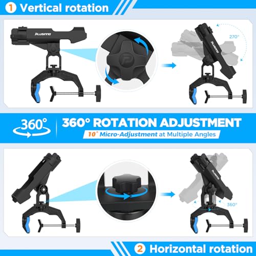 PLUSINNO 1/2/4 Pack Fishing Rod Holders for Boat, Fishing Rod Holder with Enlarge Clamp, Innovative Dual-V Shaped Design, Fit Round/Square Tube Boat Fishing, Fishing Gear, Fishing Gifts for Men - color: Rod Holder-1 Pack