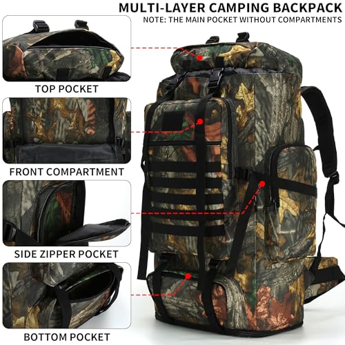 Hiking Backpack for Men 70L/100L Camping Backpack Military Rucksack Molle 3 Days Assault Pack for Climbing | Camping Backpack - color: 100l-maple