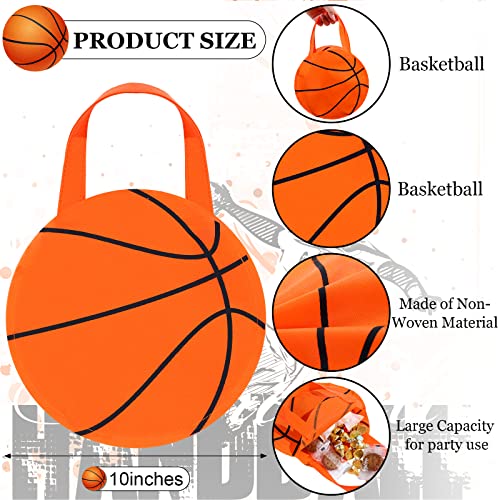 Shihanee 24 Pcs Basketball Gift Bags Basketball Treat Bags with Handle Sports Theme Party Goodie Candy Non Woven Bag for Sport Game Theme Party Favor - style: Basketball