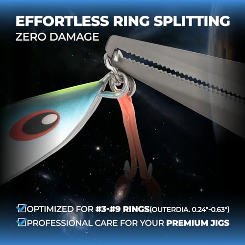 GOMEXUS Fishing Pliers Saltwater with Side Cutters, Never Rust Inshore & Nearshore Titanium Fishing gear with Lanyard & Leather Sheath, Hook Remover, (7'' Split Ring Nose) - color: Split Ring Nose