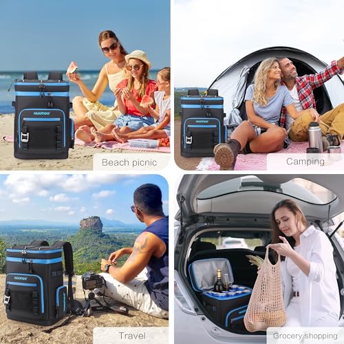 Hulongo Large Waterproof Insulated Cooler Backpack for Men & Women, Leak Proof Cooler Backpack for Camping, Beach, Fishing, Picnic, Travel, Outdoor, 30L, 48Cans - color: black