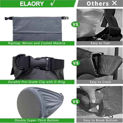 Dry Bags Waterproof 3 Pack (5L, 10L, 20L) - Lightweight Dry Storage Bag Beach Bag for Travel, Boating, Fishing, Rafting, Swimming, Camping & Outdoor Activities - Durable & Compact Design - Grey - color: Grey