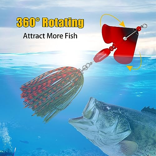 Spinnerbait Fishing Lures Kit, 6pcs Bass Fishing Buzzbait Lures Hard Metal Spinner Baits Swim Jigs for Bass Trout Salmon Pike Freshwater Saltwater - style: B-6pcs