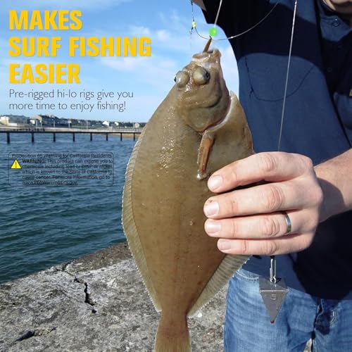 Dovesun Surf Fishing Rigs High Low Rigs Fishing Saltwater for Fluke Flounder Porgy Snapper Sea Trout - color: A-High Low Rigs-3/0 Hook-10PCS