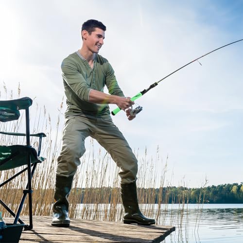 Joyzan Fishing Rod Handle, Spinning Fish Fly Rods Handles Building Split Grip Replacement Parts with Reel Seat Rear Soft ACS PU Extension Rotatable Holder Tackle DIY Casting Repair Accessories Kit