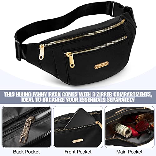 3 Pcs Waterproof Fanny Packs for Women and Men Waist Pack with Adjustable Strap Waist Pouch for Sports Running Exercise Walking Travel - color: Black, Blue, Pink