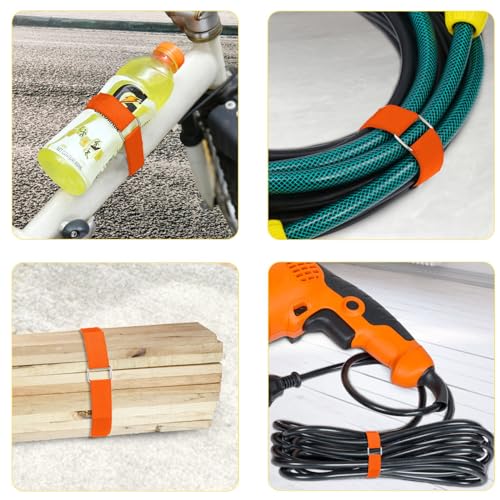 YMCRLUX 1"x16ft Hook and Loop Straps with 25 Metal Buckles, Adjustable Fastening Cable Straps, Cut-to-Length Cinch Strap, Reusable Nylon Securing Cord Ties for Organizer or Storage, 1 inch Wide,Orange - size: 1in x 16ft Orange
