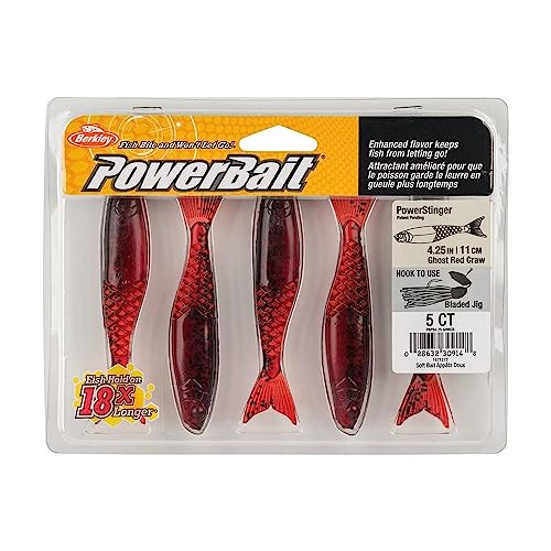 Berkley PowerBait PowerStinger Fishing Soft Bait - color: Ghost Red Craw, size: 4 1/4"