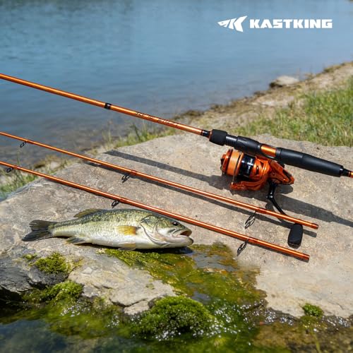 KastKing Lethal Blaze Twin-tip Fishing Rod and Reel Combo, Spinning & Baitcaster Combo, Flame Pattern Design, IM6 Graphite 2Pc Rod with Backup Tip Section, Stainless-Steel Guides, EVA Handle - style: Spin-7'4" Mh-3000 Reel (2pcs+extra Tip)
