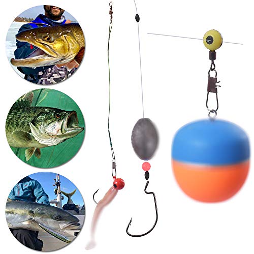 Newk 188PCS Fishing Accessories Kit, Jig Hooks, Bullet Bass Casting Sinker Weights, Fishing Swivels Snaps, Sinker Slides, Fishing Set with Portable Tackle Box